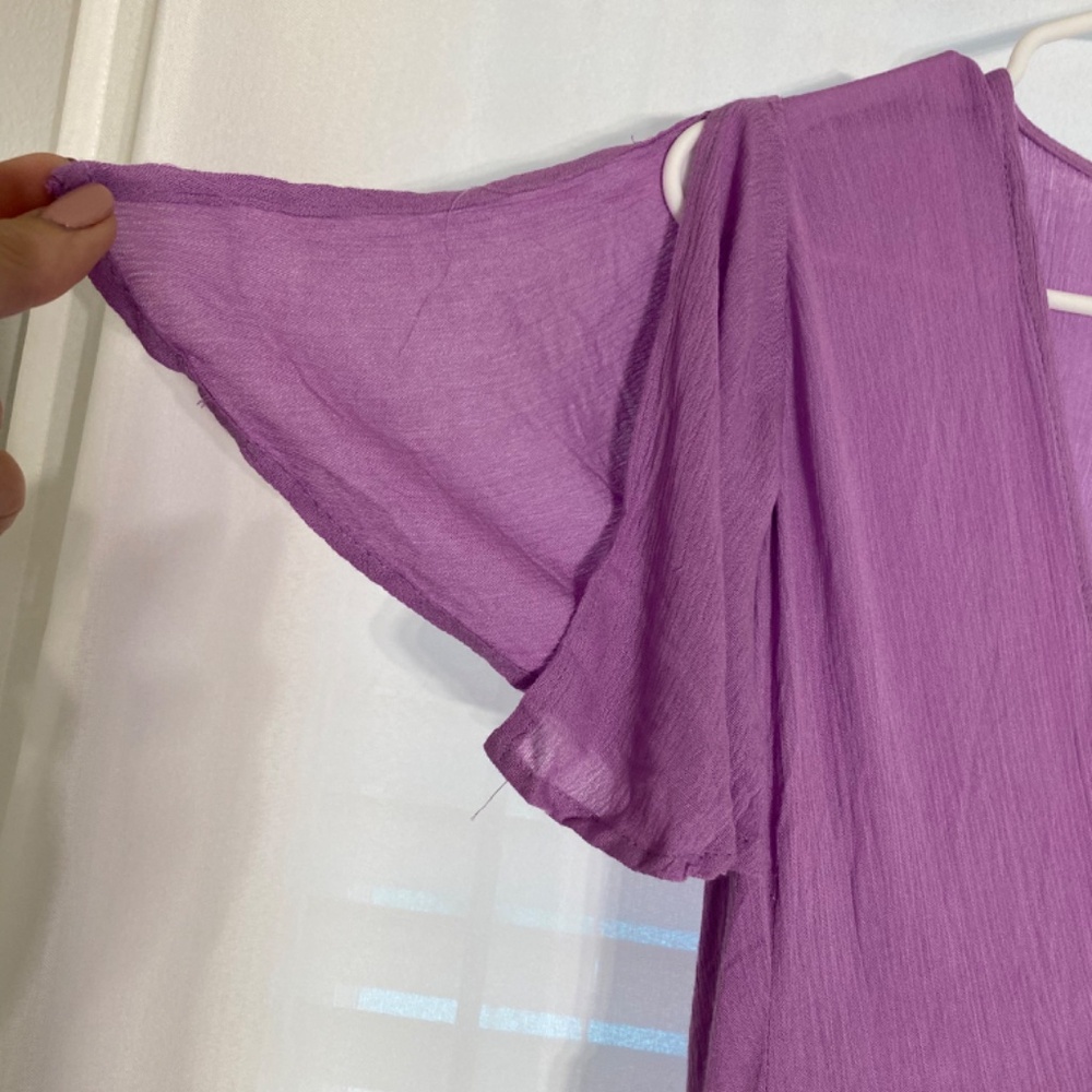 Lulus Rise to the occasion wrap midi dress lavender size large - Picture 7 of 8